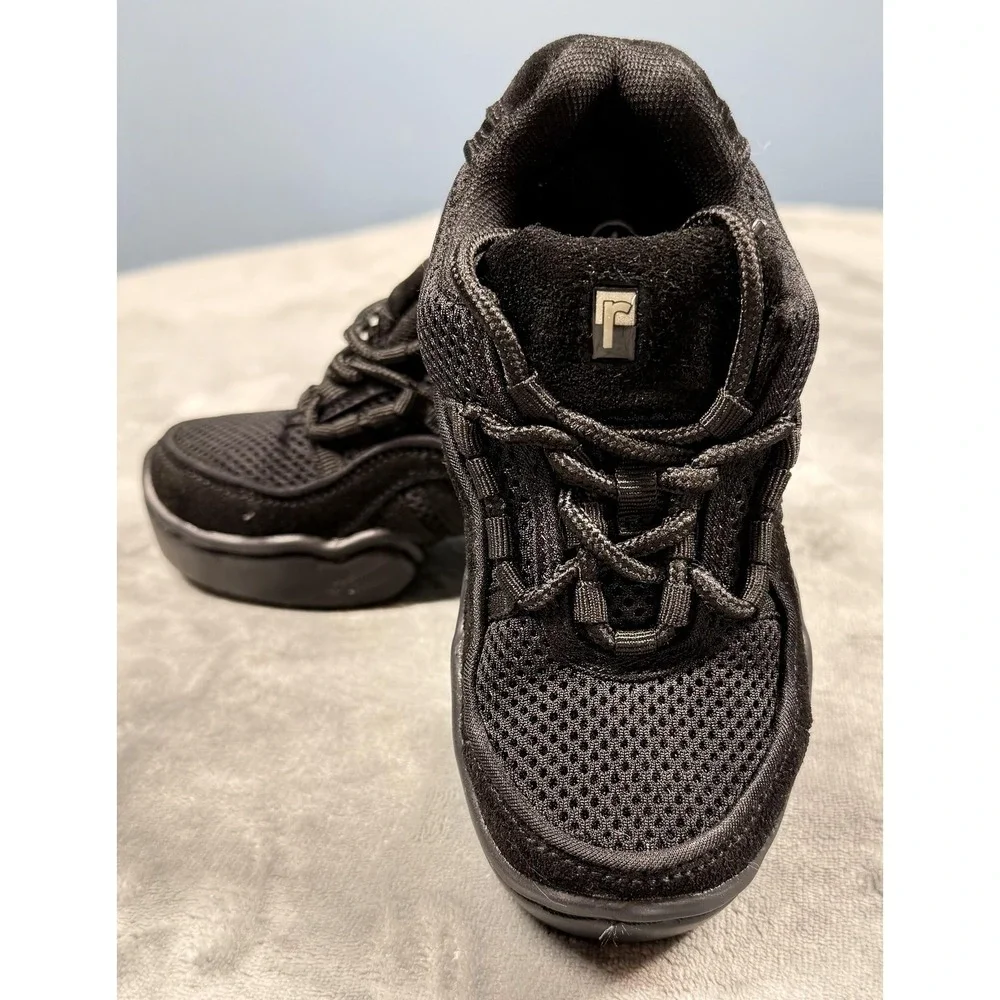Revolution Dancewear Shoes Kids Size 1 Black Mesh Leather Dance‎ Sneakers 991